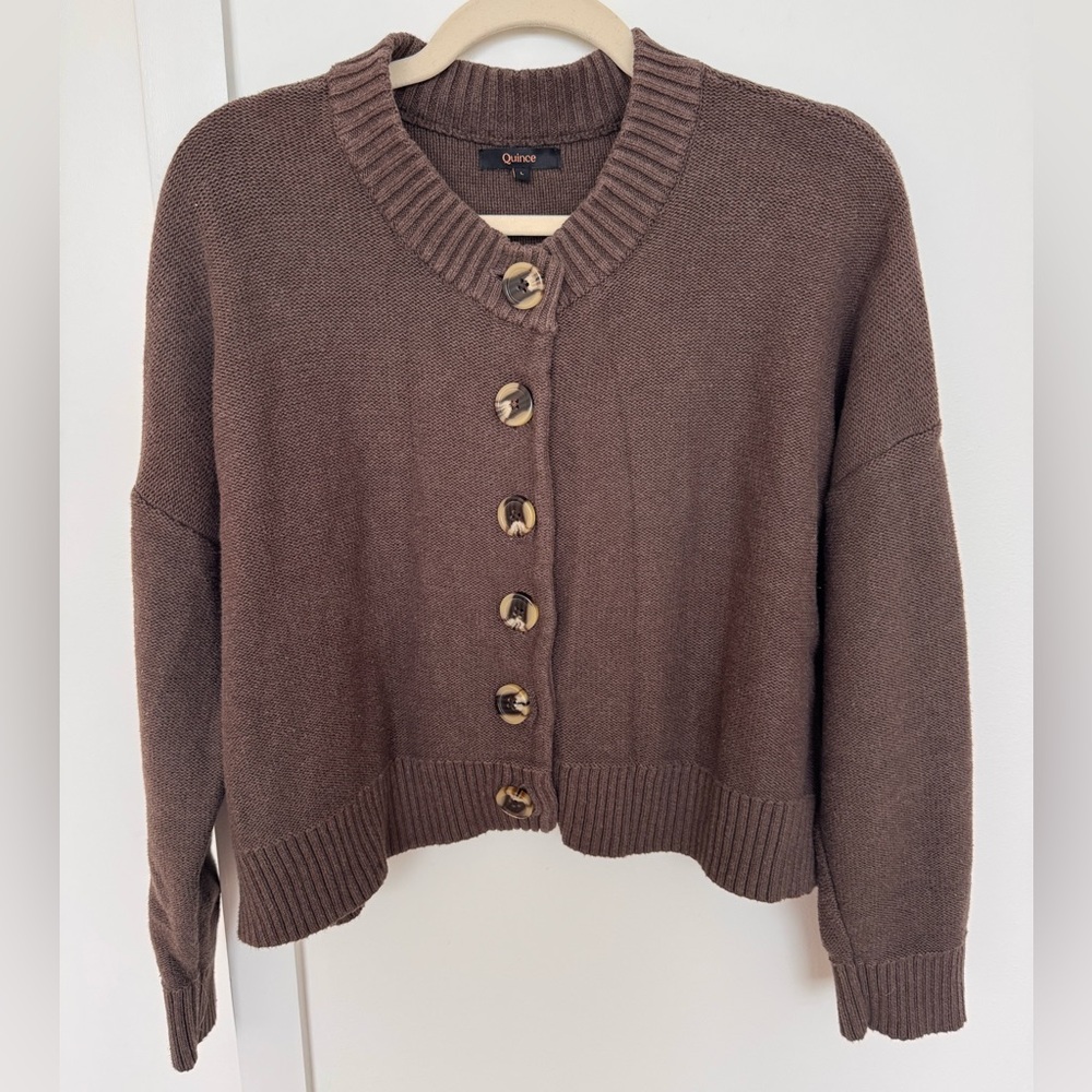 Quince 100% Organic Cotton Cropped Cardigan